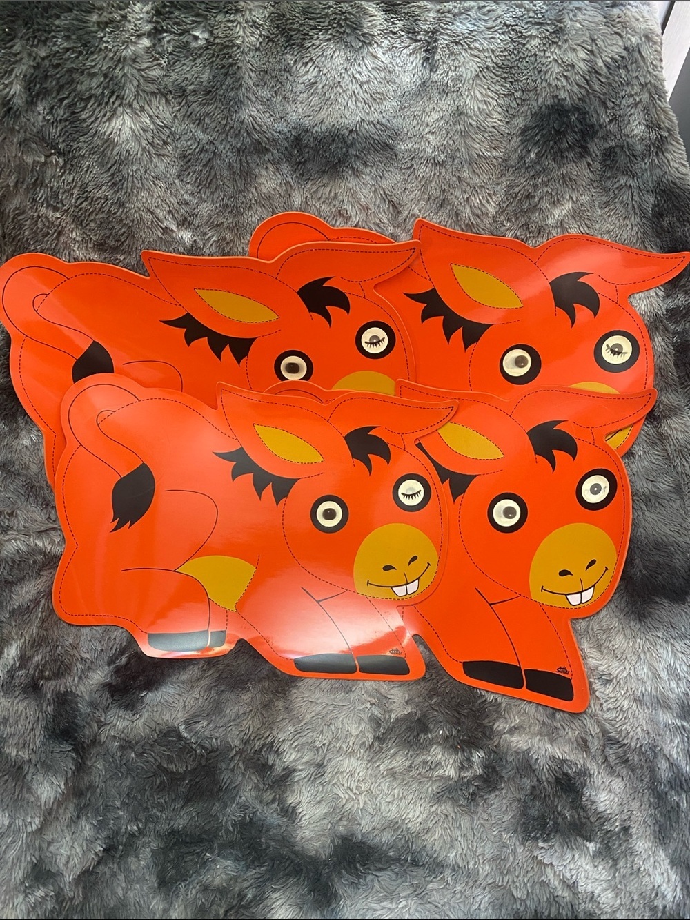 4 vintage Stotter vinyl Donkey placemats